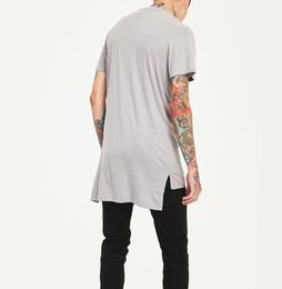 Hip Hop Style Clothing Mens Casual Long T Shirt Irregular Hem Extended Length Tees Side Split Solid Black Streetwear Tops Tee Y1904896874
