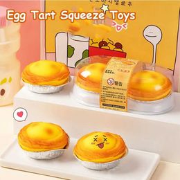 Stuffed Plush Animals Egg Tart Squeezing Toy Decompression Toy Portable Simulated Food Pinch Fidget Toy For Kids Adults Gift