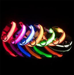 est USB Cable LED Nylon Dog Collar Dog Cat Harness Flashing Light Up Night Safety Pet Collars multi color XSXL Size Christmas7175708