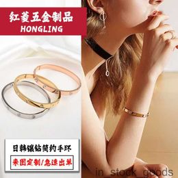 Catere high quality designer bangle women luxury bracelet famous Japanese and Korean new titanium steel rose gold full diamond couple bracelet