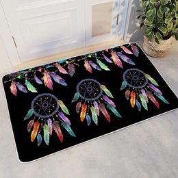 Carpets BlessLiving Dream Colorful Feather Small Carpet Toilet Kitchen Doormats Anti-Slip Floor Mats Area Rugs