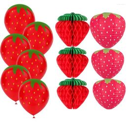Party Decoration 1pc Strawberry Paper Honeycomb Lantern Hanging Ornaments For Themed Birthday Summer Gifts Supplies