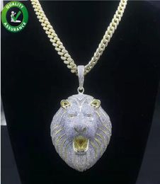 Real 14k Gold Jewellery Mens Iced Out Big Lion Head Pendant with Cuban Link Chain Hip Hop Necklace Rapper Fashion Accessories5908753