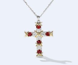 Fine Jewelry Christianity Pendants Ruby 5A Zircon Cz Real 925 Sterling silver Wedding Pendant with Necklace for women Gift1469069