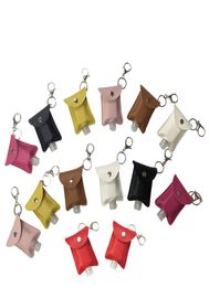 Stock Sanitizer Holder PU leather Bottle Holder Lip Cover Handbag Keychain Printing Chapstick Holder 30ml without bottle2897260