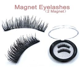 1 Pair Reusable Double Magnetic Eyelashes 15mm Black Fiber Natural Fake Eyelash with 2 Magnets Fashion Eyes Makeup Accessories7471068