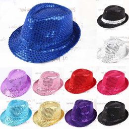 Magic Props Jazz hats glittering sequins cowboy hats role-playing props performance costumes womens shiny beaded hats dance performances parties hip-hop G240529