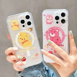Cute Winnies The Poohs Lotsos Magsafe Magnetic Phone Case for IPhone 15 13 12 11 Max 14 Pro Anti-fall Back Cover