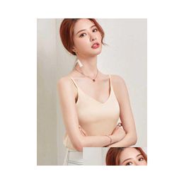 Womens Tanks Camis Casual V-Neck Y Solid Satin Woman Tank Tops Chiffon Sleeveless Camisole Top Halter Y2302 Drop Delivery Apparel Clot Dhoeb