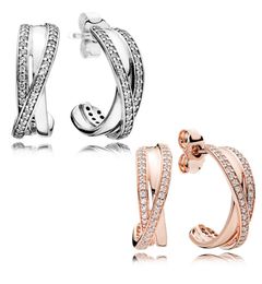 Authentic 925 Sterling Silver Hook Earring with Original box Fit Jewellery Rose Gold Stud Earring Women Wedding Gift Earrings5668270
