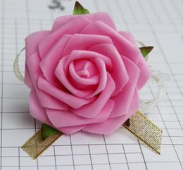 8cm Wrist Flower Rose Silk Ribbon Bride Corsage Hand Decorative Wristband Bracelet Bridesmaid Curtain Band Clip Bouquet G11307282344
