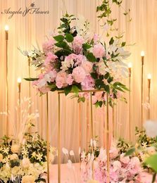 Decorative Flowers Wreaths Artificial Flower Pompom 40 Cm Table Centrepiece Ball Decor Wedding Backdrop Silk Road Lead Floral Bo7797749