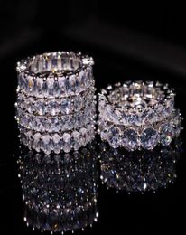 Size 512 Multi Stone Shape Luxury Jewellery 925 Sterling Silver Princess White Topaz CZ Diamond Gemstones Promise Women Wedding Ban6981871