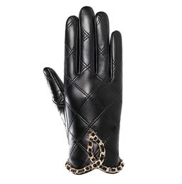 Oryginalne skórzane rękawiczki haftowe dla kobiet do zimowej ciepła moda Top Warstwa Gloves Sheepskin Rękawiczki do wiatrówek odpowiednie do jazdy i rowerowego ekranu dotykowego