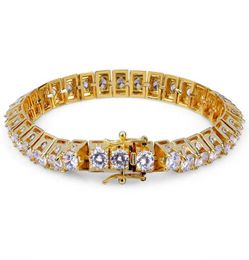 18K Gold and White Gold Plated Hiphop CZ Zirconia Designer Tennis Bracelet Princess Diamond Wrist Chains for Men Hip Hop Rapper Je8920624