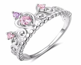 925 sterling silver princess crown ring designs Cute girl jewelry Birthday Gift girls fashion rings RI1028617020151