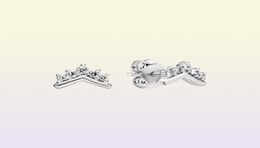 Tiara Wishbone Stud Earrings Authentic 925 Sterling Silver Studs Fits European Style Studs Jewellery Andy Jewel 298274CZ8971037