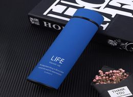 Whole 304 Stainless Steel Water Bottle 500ML Long Bottle Solid Letter Print Mug Vacuum Thermal Insulation Water Cup DBC DH05746144416