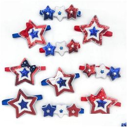Dog Apparel 30/50 Pcs 4Th Of Jy Bow Tie Star Style Pet American Independence Day Sequin Bowknot Puppy Holiday Grooming Supplies Drop Dhr80
