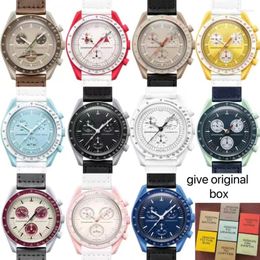 Wristwatches Top Quality Original Brand With Box Watches For Mens Plastic Case Chronograph Moon Watch Explore Planet Male Clocks