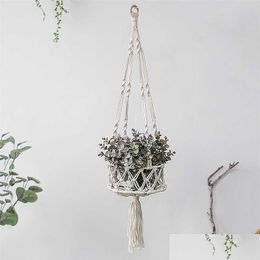 Planters Pots Rame Hanging Planter Flower Pot Basket Garden Balcony Decorations Plant Suspension Indoor Outdoor Home Decor 211130 Drop Otv1S