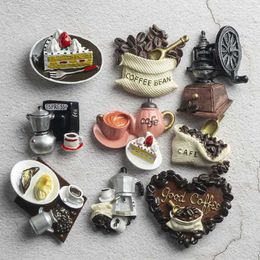 Fridge Magnets Nordic ins home decoration 3D food macarone coffee refrigerator paste magnetic Coffee cake kettle fridge magnet collection giftsz240603