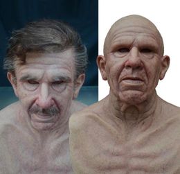 Party Masks Grandfather039s Latex Scary Full Head Cosplay For Halloween Wig Old Man Mask Bald Horror Funny3642553