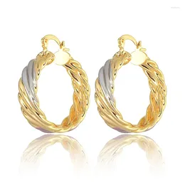 Hoop Earrings Vintage 18K Gold Plated Copper Round Twists Eardrop Women Fashion Accessories Wedding Party Birthday Gift