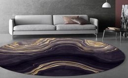 Carpets 3D Gold Black Marble Round Living Room Carpet Modern Abstract Area Rug For Bathroom Bedroom Bedside Anti Slip Chair Floor 9041838