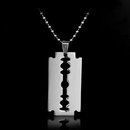 Stainless Steel Blade Razor Necklaces Gothic Punk Men Jewellery Sliver Colour Metal Pendant Necklace Hiphop Accessories