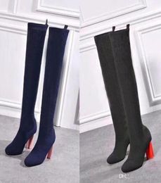 autumn winter socks heeled heel Long boots fashion sexy Knitted elastic boot designer Alphabetic women shoes lady Letter Thick hig9734345