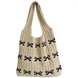 Totes Crochet Underarm Bag Bow Pattern Shoulder Ladies Knitting Fashion Multifunctional Handbag Women Large Capacity Shopping Bags
