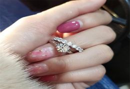 Choucong Women Wedding Couple Rings Real 925 Sterling Silver Round Cut White Topaz CZ Diamond Gemstones Promise Handmade Lady Enga9202254