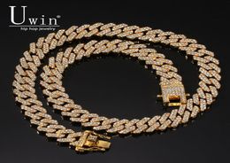 Uwin SLink Miami 12MM Cuban Link Rhinestones Necklace Chain Full Punk Choker Bling Charms Hiphop Jewelry Q11299820826