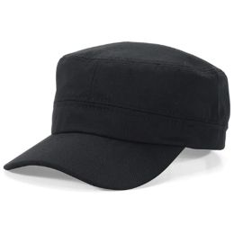 Fashion Mens Womens Army Cap Hat Sun Baseball Cadet Plain Cap Flat Top Hats Brim Visor Hat Cap Black/Navy Blue/Coffee