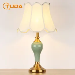 Table Lamps TUDA American Style Green Jingdezhen Ceramic Lamp Living Room Study Bedroom Bedside Home Decoration E27 110V 220V