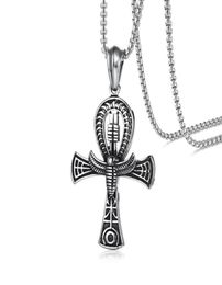 Punk Street Key To Life Egypt Necklaces For Men Middle Ages Stainless Steel Totem Scarab Ankh Pendant Jewellery PN103829218849376735