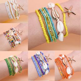 Strand 2024 Selling Luxury Bohemian Bracelet Beach Wind Sea Starfish Rice Bead Shell Six Piece Anklet Set Jewellery Gifts