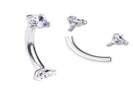 Tragus Earring Internally Thread Cubic Zircon Stainless Steel Curved Barbell Piercing Eyebrow Ring Body Jewelry8014720