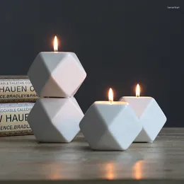 Candle Holders Nordic Style Candlestick Geometric Shapes Ceramics Holder Modern Creative Crafts Wedding Romantic Table Home Decoration