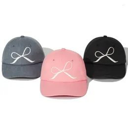 Ball Caps High Quality Sweet Bow Baseball Cap With Enlarged Brim 2024 Korean Version Soft Top For Girls And Women Pink