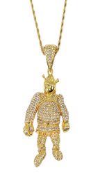 High Quality Hip Hop Jewellery CZ Stone Bling Ice Out Shrek Pendants Necklace for Men Rapper Jewellery Gold Silver Color4159372