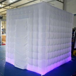 wholesale Custom Wedding Party white one door Inflatable Photo Booth photobooth Inflatables Cube tent house With Multi-color LED Light 001