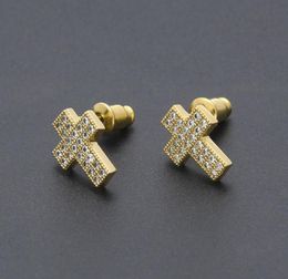 Mens Hip Hop Stud Earrings Jewellery High Quality Fashion Gold Silver Zircon Earring For Men6324002