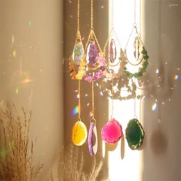 Decorative Figurines Sunlight Refraction Wind Chime Gift Sun Catchers Natural Moon Agate Rainbow Prisms Pendant Crystal Water Drop Hanging
