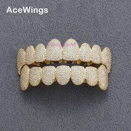 Grillz Jewellery Hip Hop Dazzling Big Gold Teeth HIPHOP Cool Performance Props Gold Plated False Teeth Funny Christmas Accessories