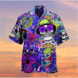 Men's Casual Shirts Est Streetwear Beach Male Shirt Short Sleeve Cool Skull 3d Hawaiian Man Oversized Summer Tops Women Clothe