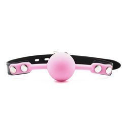 Black pink red Silicone ball leather mouth gag mouth stuffed erotic toys adult sex toy ball plug juguetes sexuales para parejas5905110