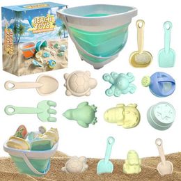 Sand Play Water Fun 1Set Outdoor Childrens Beach Toys Safety Beach Bucket Shovel Set Colour Game Toy Foldable Sand Gadgets Sand Set For Kids Age 1-8L2406