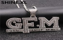 Hip Hop Iced Out God Family Money Pendant Necklace Cubic Zircon Gold Silver Plated with Rope Chain6075647